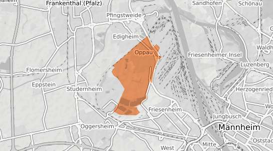 Mietspiegelkarte Ludwigshafen am Rhein Oppau